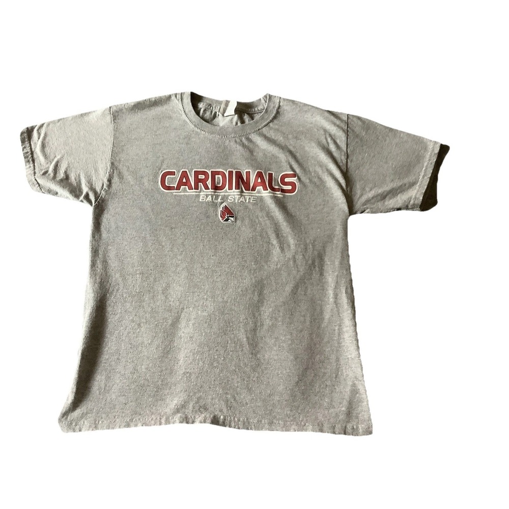 Ball State Cardinals Football T-Shirt, Gray Youth Large